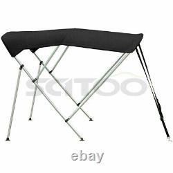 SCITOO 3 Bow 46 High x 61-66 W x 6FT Bimini Top Boat Cover With Rear Poles
