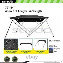 SCITOO 4 Bow 79-84Width Boat 600D Bimini Top Canvas Cover UV Resistant