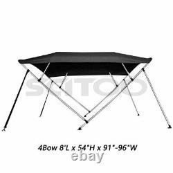 SCITOO 4Bow Bimini Top Boat Cover 8FT Length 54 H 61-96 W Black/Gray/Blue