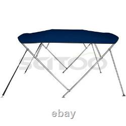SCITOO Bimini Top Boat Cover 4 Bow 8FT 73-78Width Navy Blue For V-Hull Boats