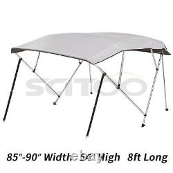 SCITOO Durable Bimini Top Boat Cover 54 High 4Bow 8FT L x 85-90Width Gray