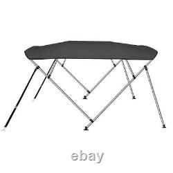 SereneLife 4 Bow 85-90 Inch Bimini Top Boat Cover with Double Walled Frame, Gray