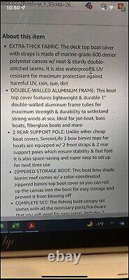 SereneLife Waterproof Boat Bimini Top Cover 61-66 W 3 Bow Bimini Top Sun S