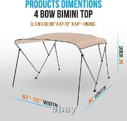 SereneLife Waterproof Boat Bimini Top Cover-67-72 W 4 Bow Bimini TopCanvas BEIGE