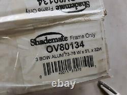 Shademate 3-Bow Bimini Top, Polyester, 5'L x 32H x 73-78W, White 2239