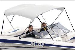 Shademate 80107 White Bimini Top Poly Fabric/Boot Only-2 Bow, 5'6L, 42H, 61-66W