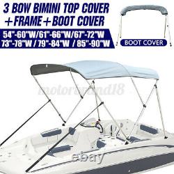 Standard BIMINI TOP 3 / 4 Bow Boat Cover 6/8ft Long w Rear Poles & Storage Boot