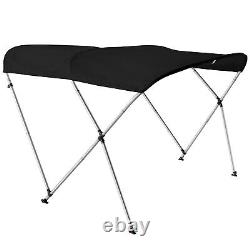 Standard BIMINI TOP 3 Bow Boat Cover Black 61 66 Wide 6ft Long With Rear Poles