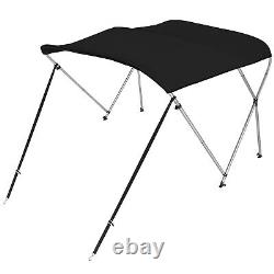 Standard BIMINI TOP 3 Bow Boat Cover Black 61 66 Wide 6ft Long With Rear Poles