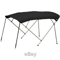 Standard BIMINI TOP 4 Bow Boat Cover Black 73-78 Wide 8ft Long With Rear Poles