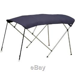 Standard BIMINI TOP 4 Bow Boat Cover Blue 61-66 Wide 8ft Long With Rear Poles