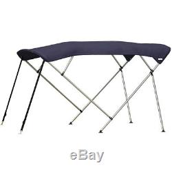 Standard BIMINI TOP 4 Bow Boat Cover Blue 61-66 Wide 8ft Long With Rear Poles