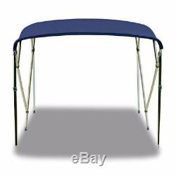Standard BIMINI TOP 4 Bow Boat Cover Blue 67-72 Wide 8ft Long With Rear Poles
