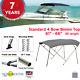 Standard BIMINI TOP 4 Bow Boat Cover Gray 61-66 Wide 8ft Long With Rear Poles