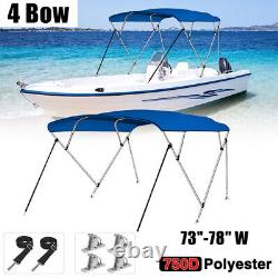 Standard Bimini TOP 4 Bow Boat Cover 54 H 73-78 Wide 8ft L Rear Poles & Boot