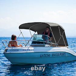 US BIMINI TOP 3 Bow Boat Cover Marine Canopy Cover 600D Oxford Cloth Grey Set