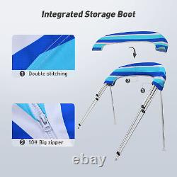 Upgrade Boat 4 Bow Bimini Top Replacement Canvas 8 Feet with Frame & Boot Cover