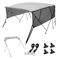 VEVOR 4 Bow Bimini Top Boat Cover Detachable Mesh Sides 600D with Frame 91-96W