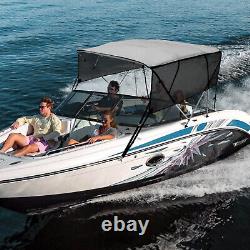 VEVOR 4 Bow Bimini Top Boat Cover Detachable Mesh Sides 600D with Frame 91-96W