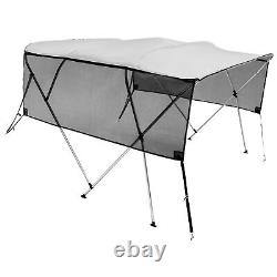 VEVOR 4 Bow Bimini Top Boat Cover Detachable Mesh Sides 600D with Frame 91-96W