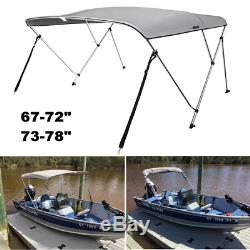 VIVOHOME 67-72/73-78 Grey Boat Bimini Shade Canopy Top Cover 3 Bow & Rear Pole