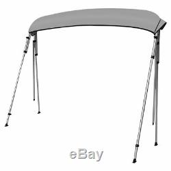 Water Proof 4 Bow Bimini Top Canopy fits Boats with Beam Width 85 to 90 Gray