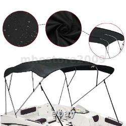 Waterproof Boat Bimini Top Canvas Cover 73-78 W 4 Bow Sun Shade With Rear Poles