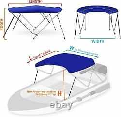XGEAR Bimini Top Boat Cover with Rear Support Poles Pacific Blue 3 Bow 6'L x